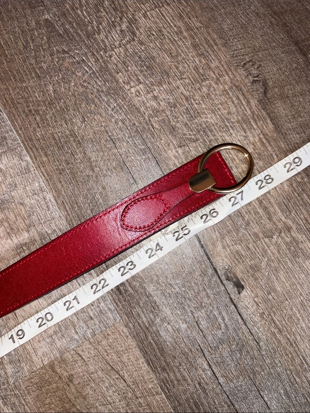 Unbranded Leather Dark Red Elastic Panel Hook In Loop Buckle Statement Belt